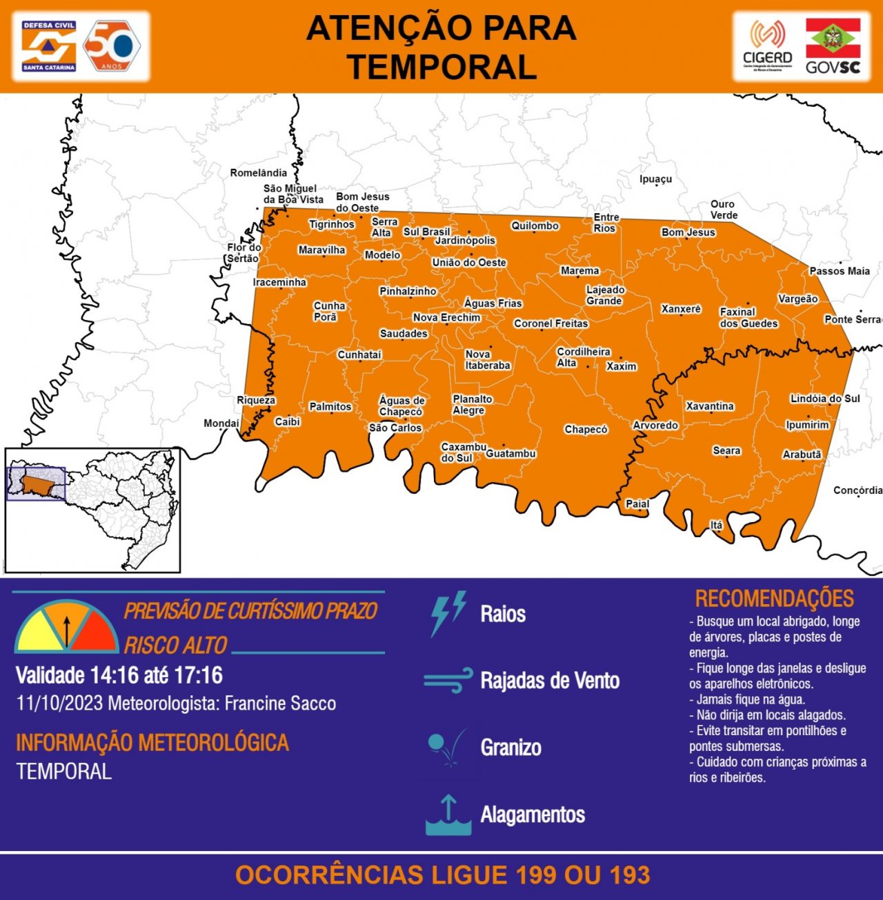 Oeste Está Em Situação De Alerta Para Temporal Di Regional Portal De Notícias De Chapecó E 